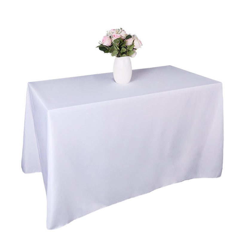 GFCC White Square Polyester Tablecloth 120 x 120 -Inch. Parties Table Decor - Image 1